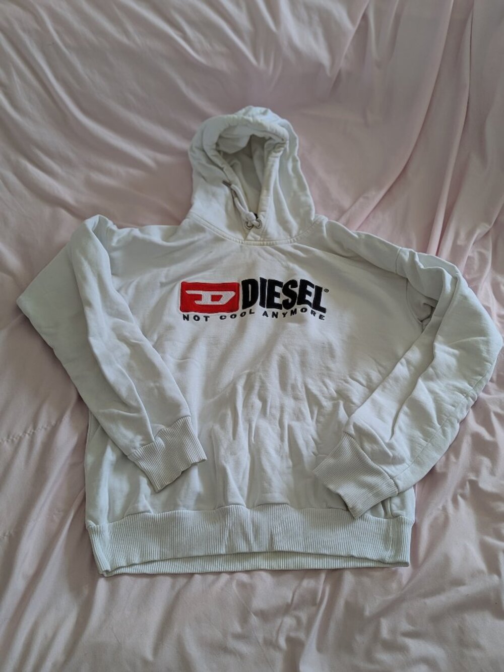 Diesel White Not Cool Anymore Hoodie Size S